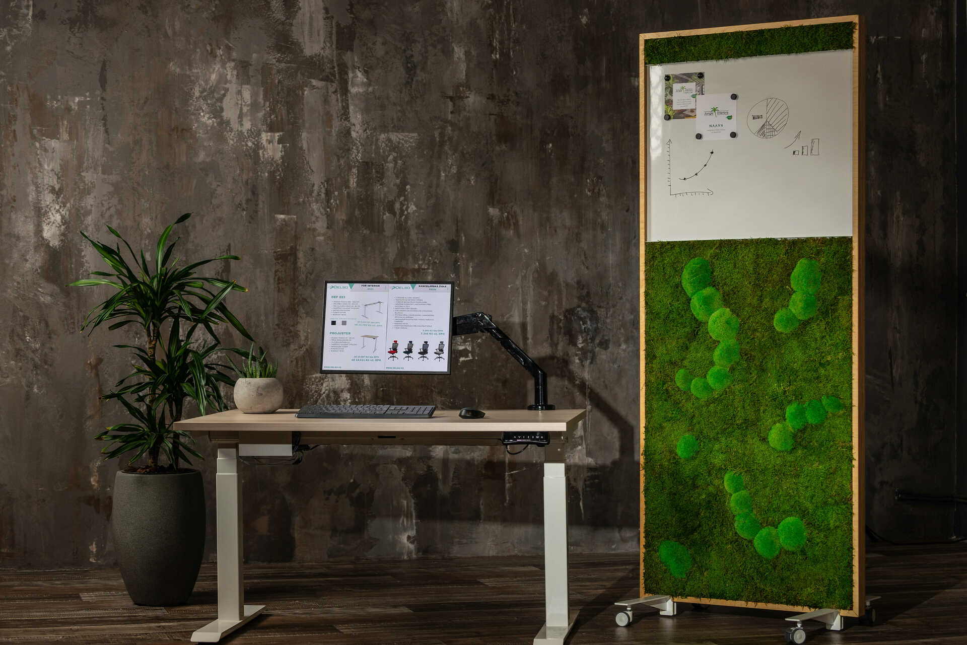 Moss screen as "not only" a decorative element for your offices