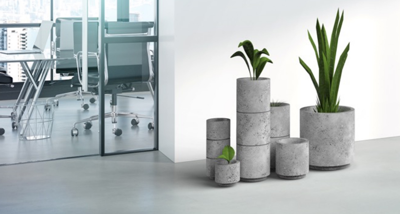 Udržitelné betonové květináče ze stavební a demoliční suti s důrazem na design