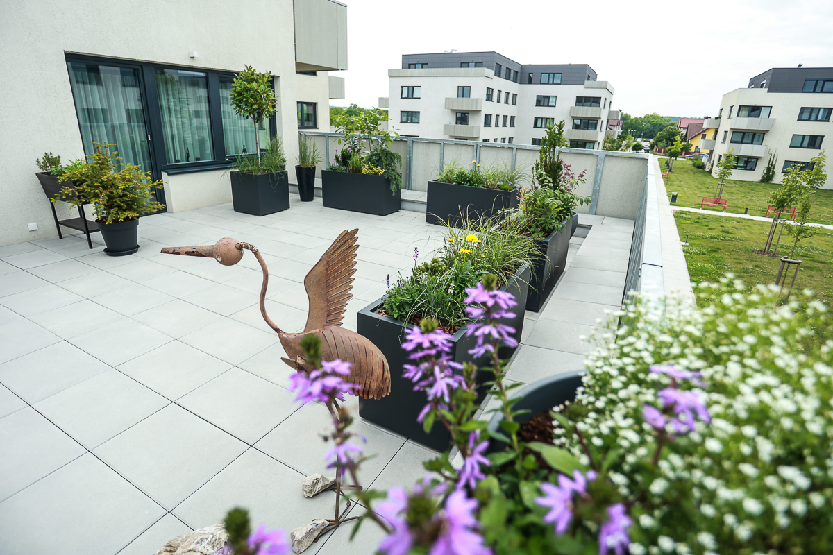 Green terrace as an attractive element of the new apartment at the “Višňovka” project in Horoměřice