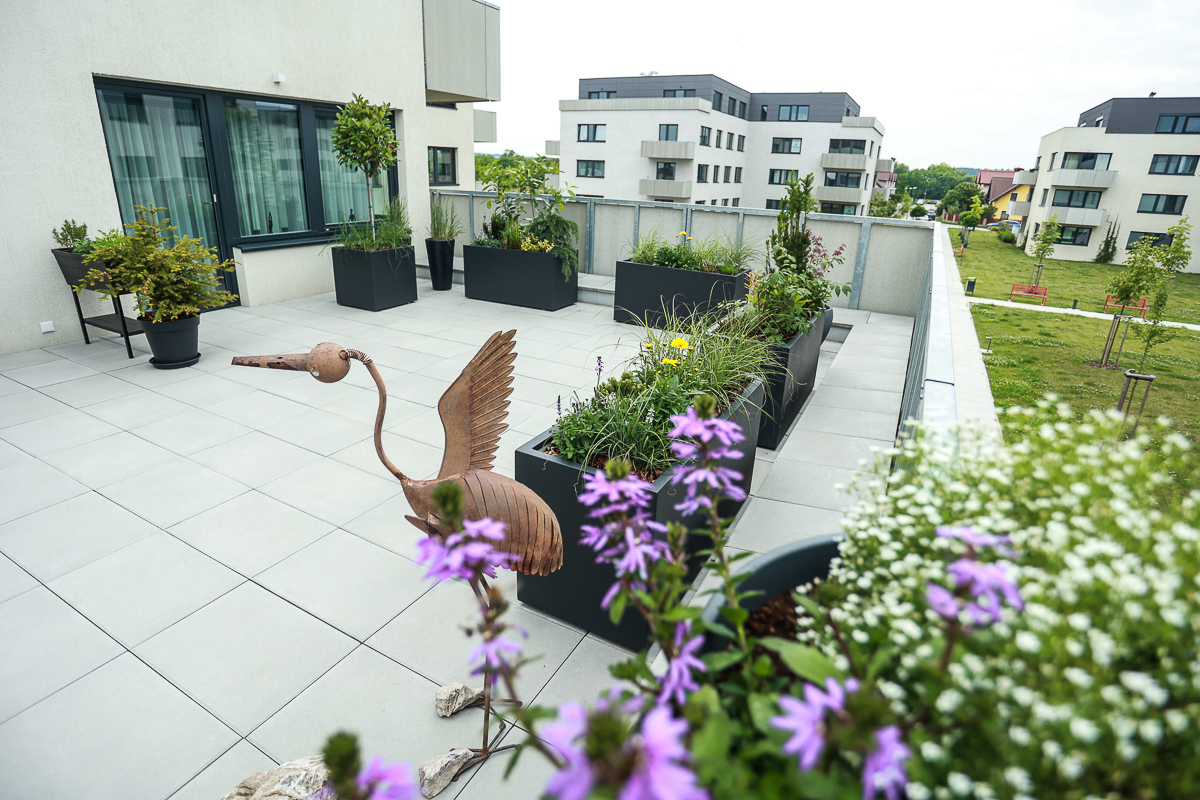 Zelená terasa, jako atraktivní prvek nového bytu projektu Višňovka v Horoměřicích
